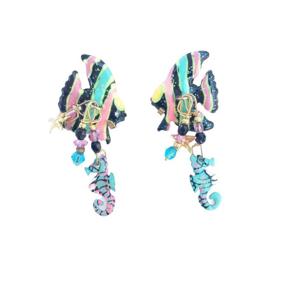 LATR Lunch at the Ritz Angel Fish Earrings Whimsical Jewelry - Picture 1 of 6
